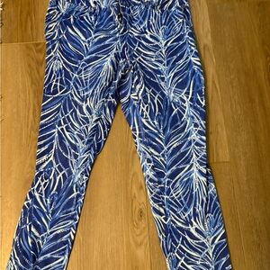 Lilly Pulitzer Blue and White Leaf Print Pants